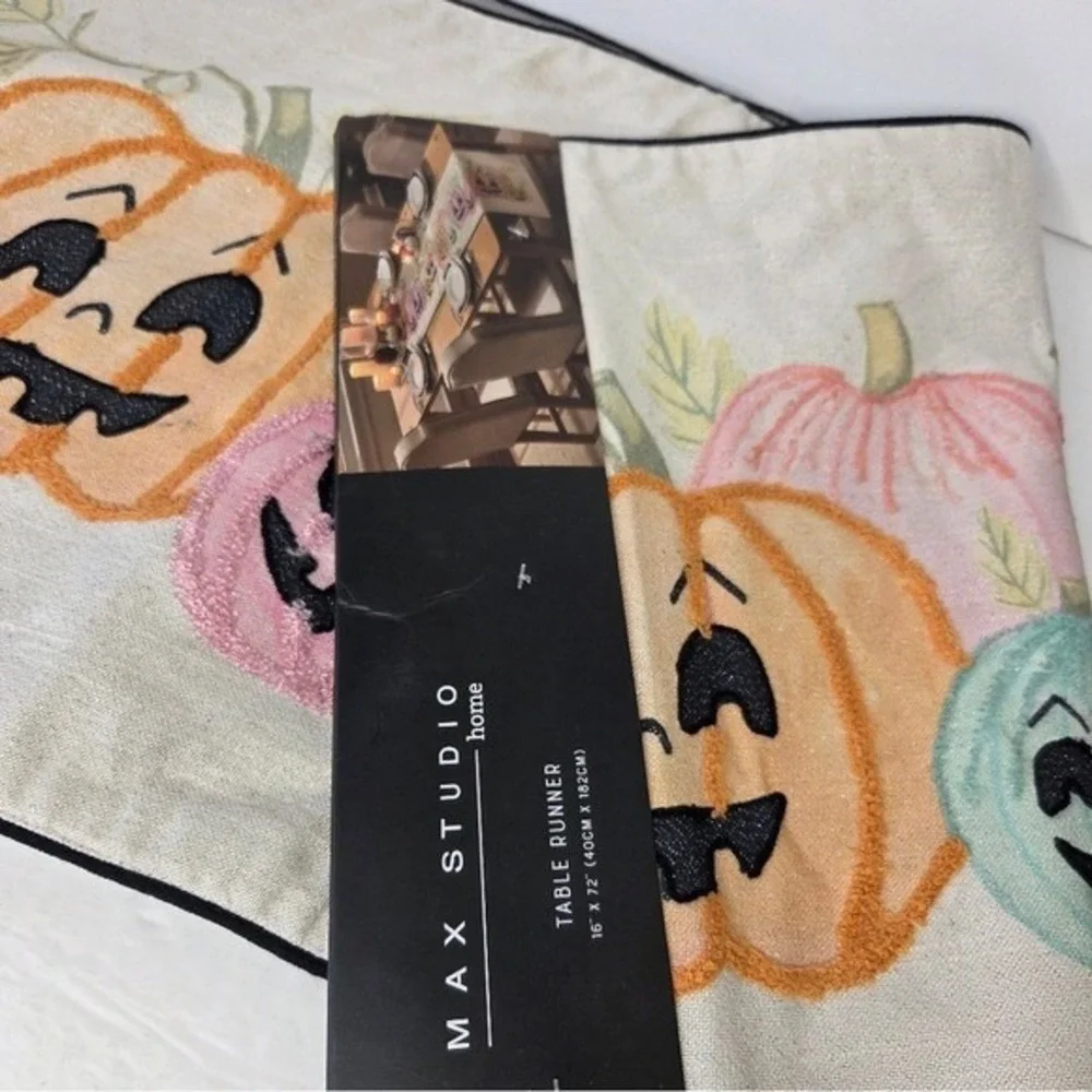 Max‎ Studio Colorful Pastel Pumpkin Table Runner Halloween Decor